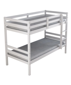 LETTO A CASTELLO "LIONE" IN PINO MASSELLO BIANCO LACCATO 90X190X150 CM